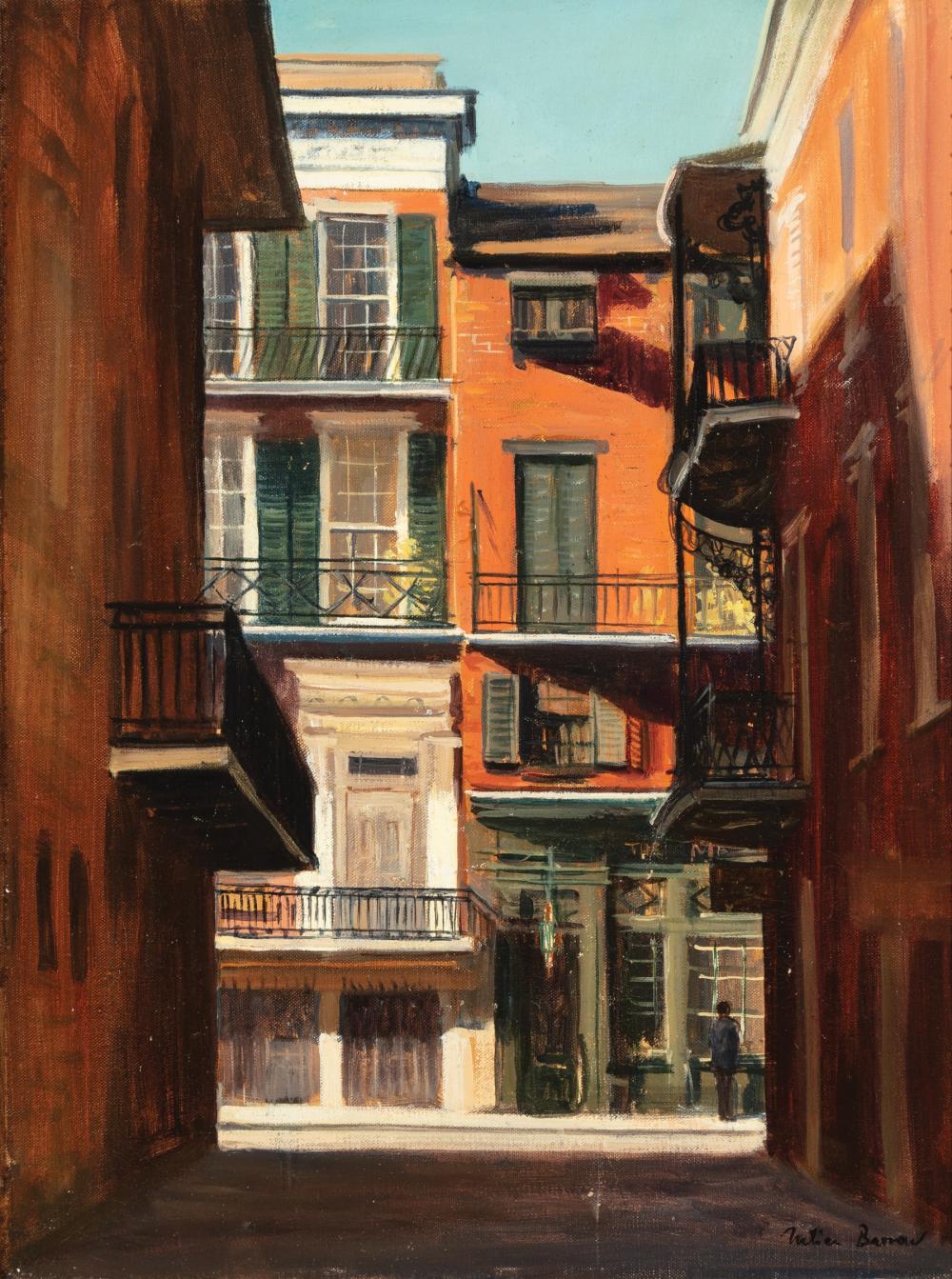 Appraisal: Julian Barrow British - French Quarter Street Scene oil on