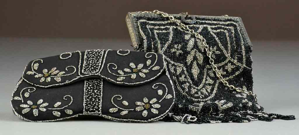 Appraisal: Victorian Black Beaded HandbagsIncluding two black handbags one heavily beaded