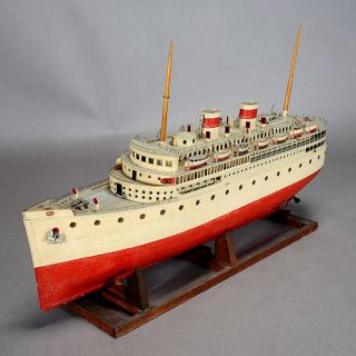 Appraisal: Tin Steam Engine Ship Model With working engine possibly Marklin