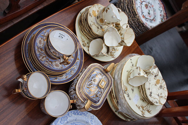 Appraisal: A REGENCY PART TEASET of blue ground decorated with gilt