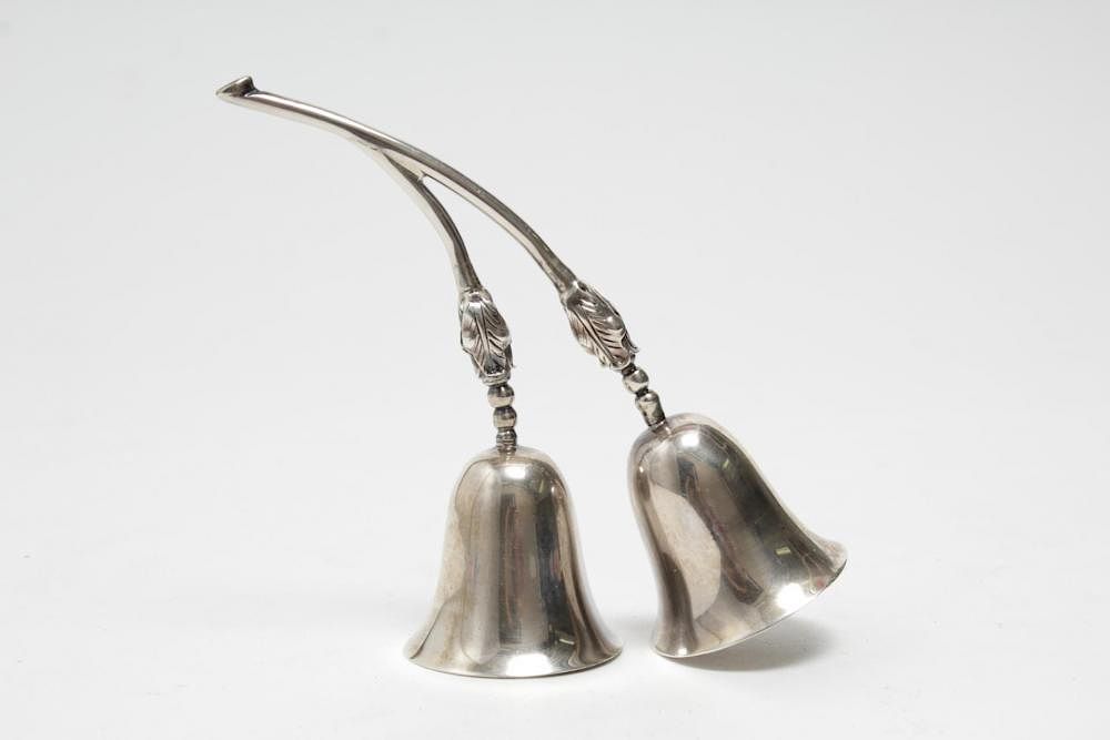 Appraisal: Vintage Ramirez Mexican Silver Serving Bells Vintage Ramirez Mexican sterling