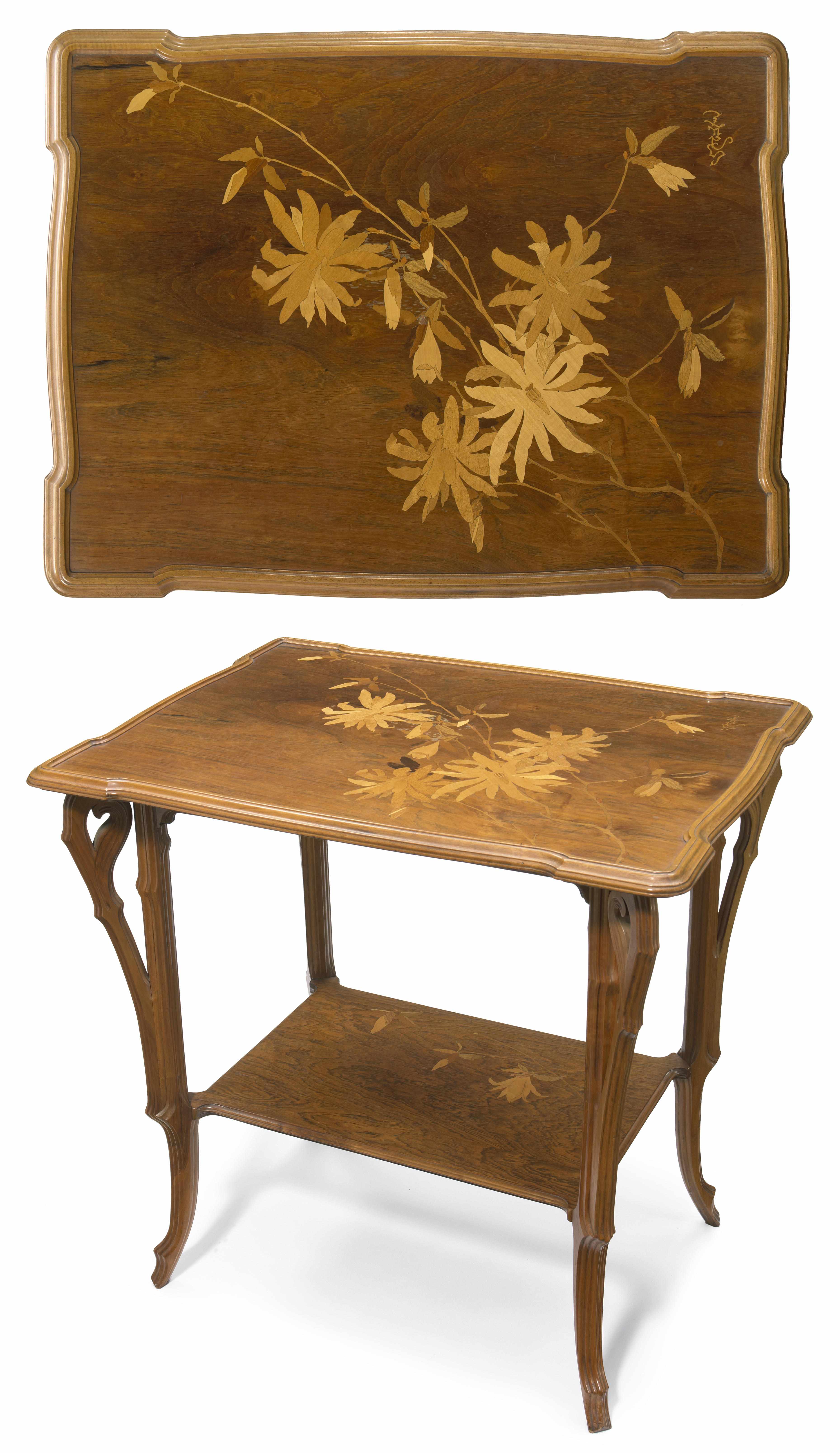 Appraisal: A Gall marquetry side table circa signed in marquetry Gallheight