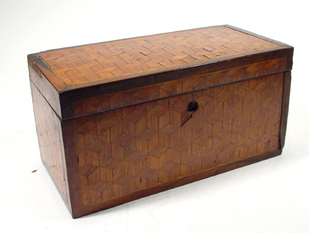 Appraisal: Rectangular cube inlaid marquetry box with hinged lid cm in