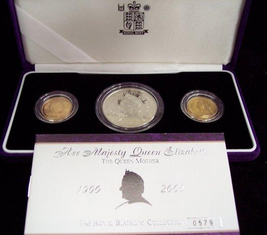 Appraisal: Queen Elizabeth the Queen Mother three-coin centenary set -