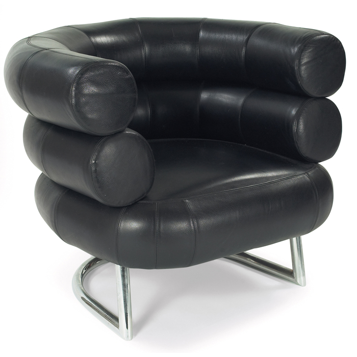 Appraisal: Eileen Gray Bibendum chair probably by ClassiCon black leather polished