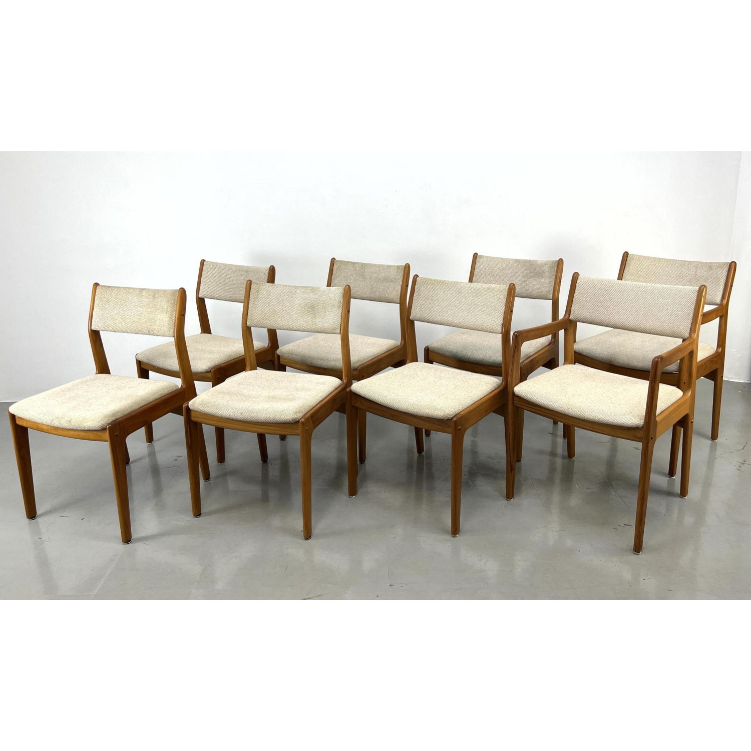 Appraisal: Set Modern Teak Dining Chairs Two Arms Six Side Chairs