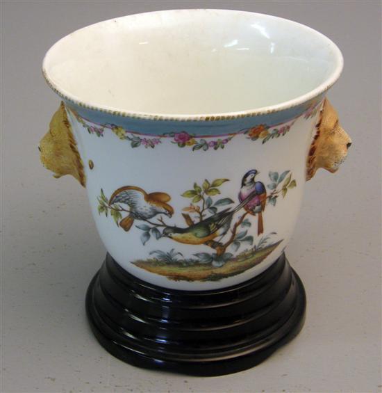 Appraisal: Meissen jardiniere painted with scenes of birds in leafy shrubbery