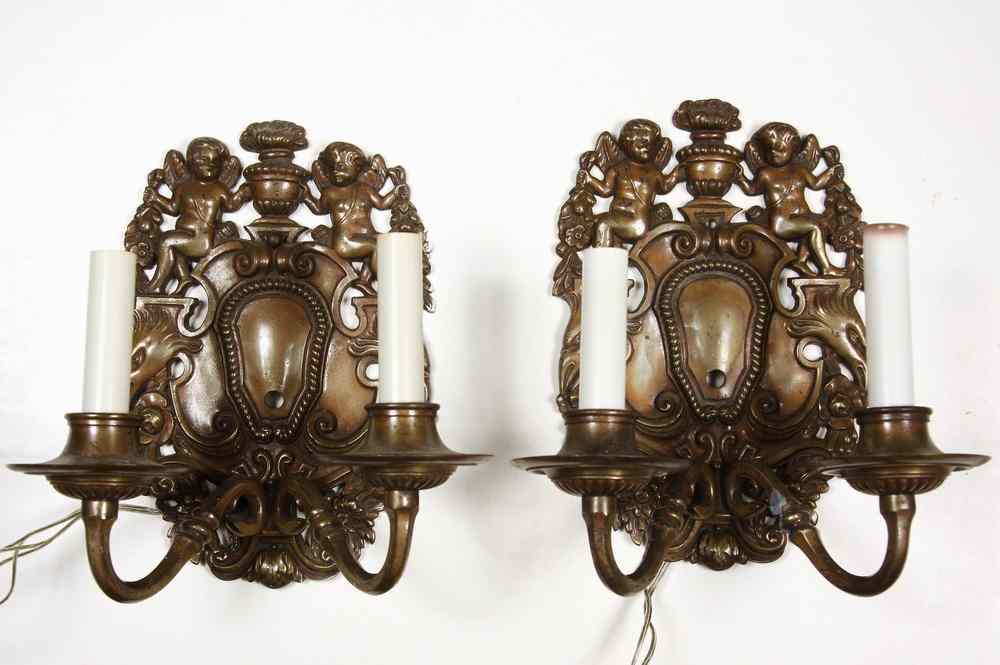 Appraisal: PAIR ENGLISH BRONZE SCONCES - Pair of th c English