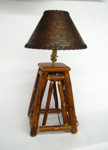 Appraisal: Old Hickory rustic table lamp sanded bark finish inches tall