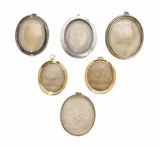 Appraisal: A Collection of Six Continental Pressed-Wax Medallions depicting various subjects