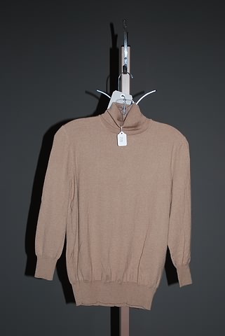 Appraisal: Celine tan cashmere blend T-neck pullover sweater with sleeves Size