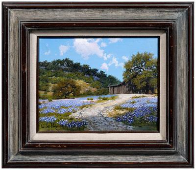 Appraisal: William A Slaughter Texas painting Texas born barn and bluebonnets