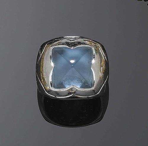 Appraisal: AQUAMARINE RING BULGARI Yellow gold silver-plated Decorative ring the top