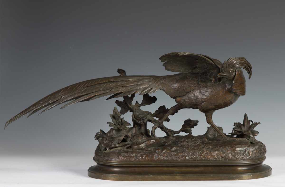 Appraisal: Jules Moigniez French - Bronze Sculpture of Pheasant Sgn J