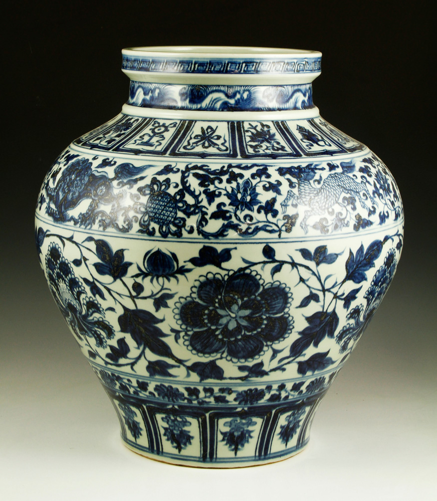 Appraisal: - Chinese Blue and White Long Jar Blue and white