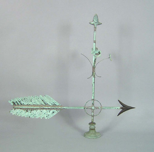 Appraisal: Copper arrow weathervane th c with floral sprig decorations on