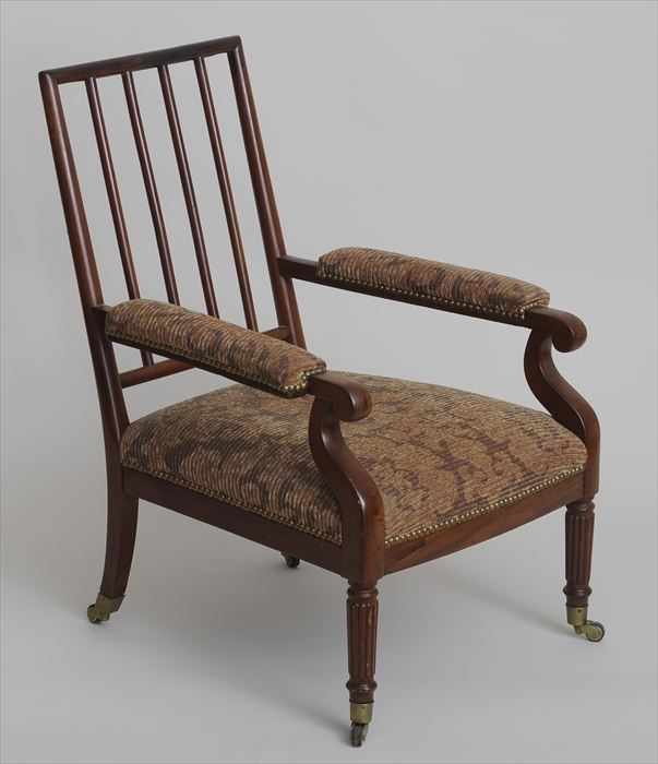 Appraisal: VICTORIAN MAHOGANY LIBRARY CHAIR With a rectangular backrest with four