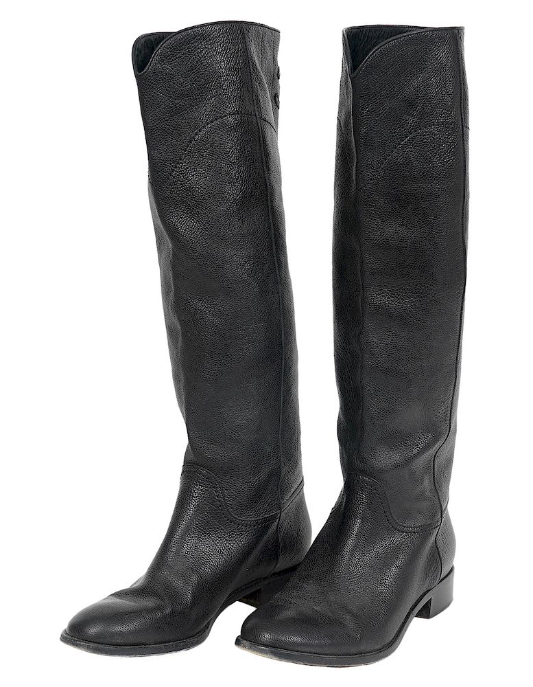 Appraisal: Chanel Black Caviar Classic CC Tall Riding Boots Chanel classic