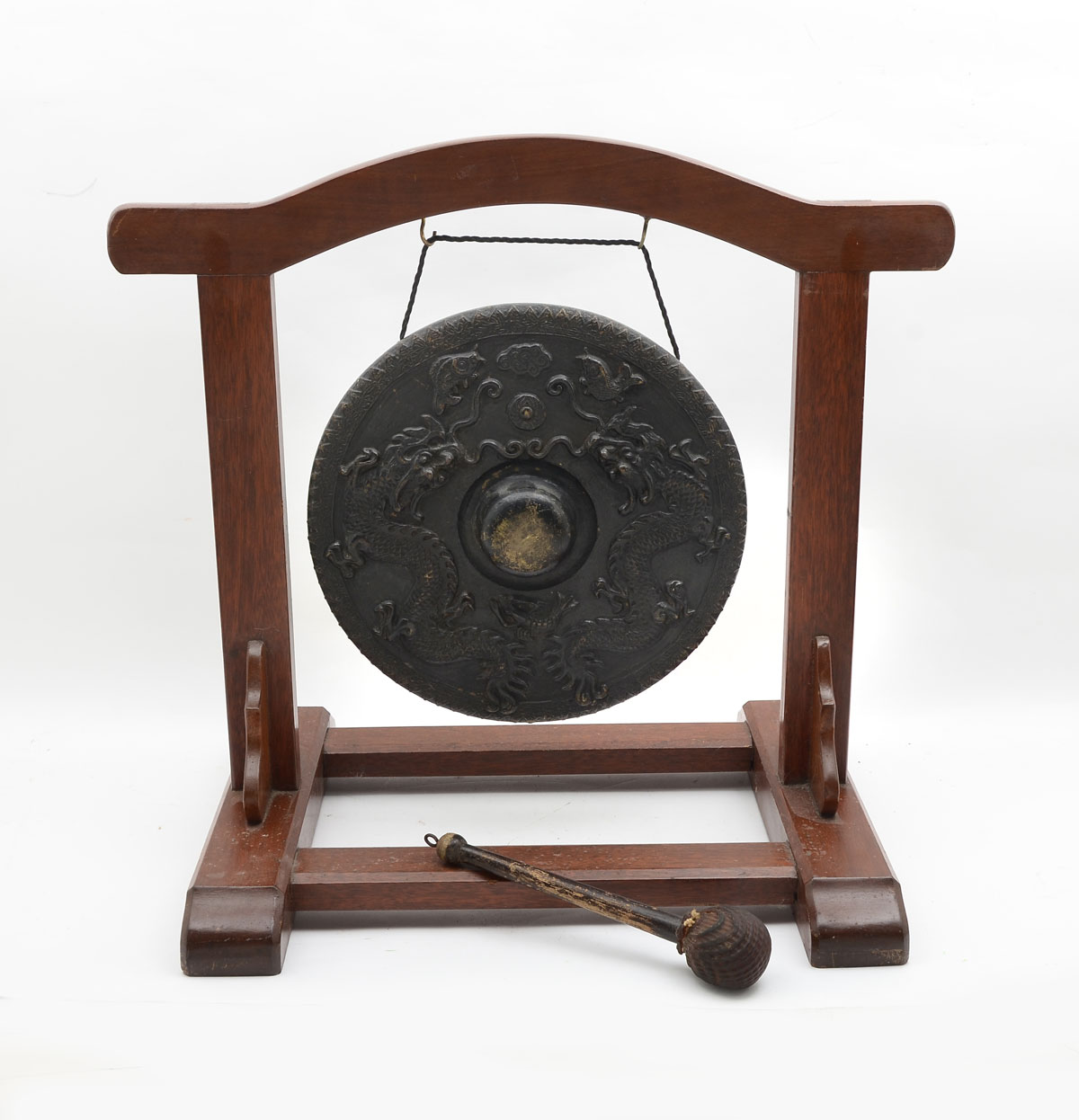 Appraisal: BRONZE JAPANESE GONG Mortised wood frame construction with a hanging