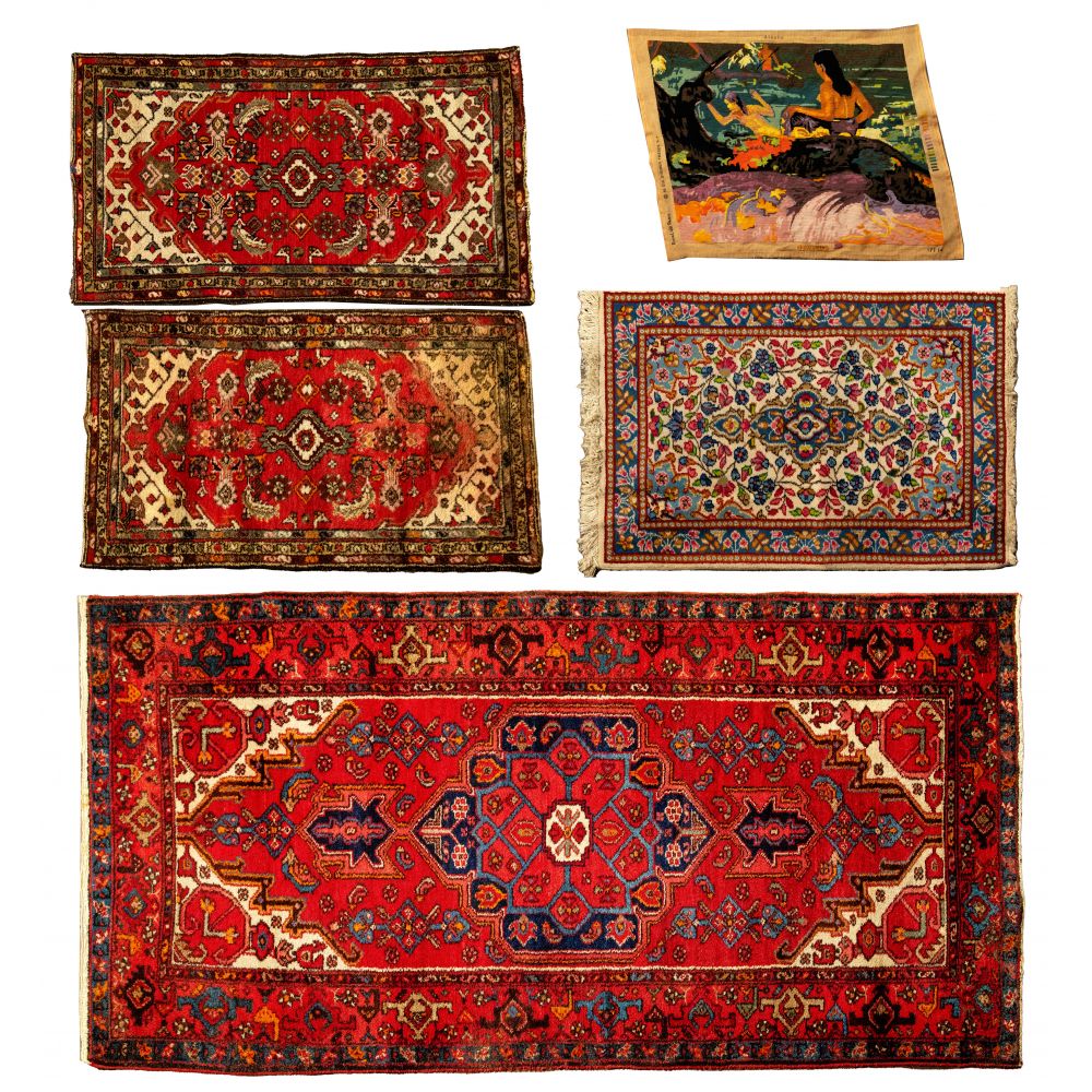 Appraisal: PERSIAN WOOL RUG ASSORTMENT items including a geometric abstract with