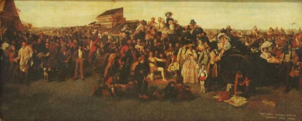 Appraisal: Framed print on stretched canvas The Derby Day after William