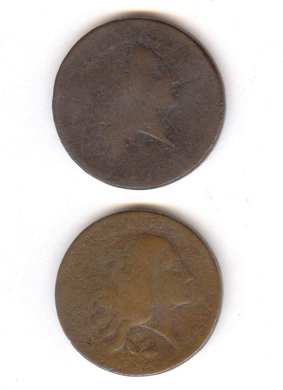 Appraisal: TWO RARE FLOWING HAIR U S CENTS Both examples sold