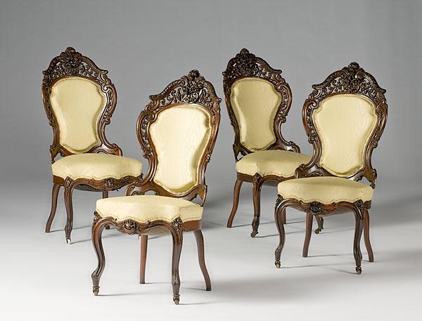 Appraisal: J J MEEKS SIDE CHAIRS American ca - of laminated