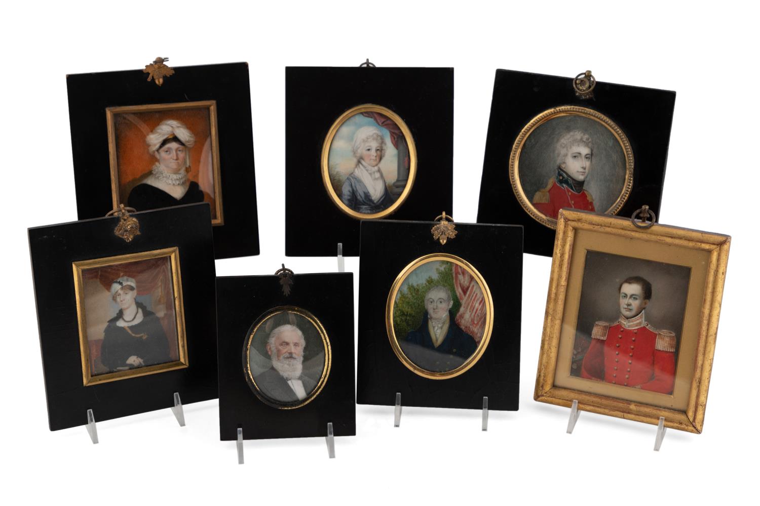 Appraisal: SEVEN AM BRITISH SCHOOL MINIATURE PORTRAITS Seven American British and