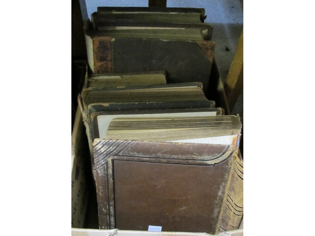 Appraisal: Box of assorted photo albums and Bibles