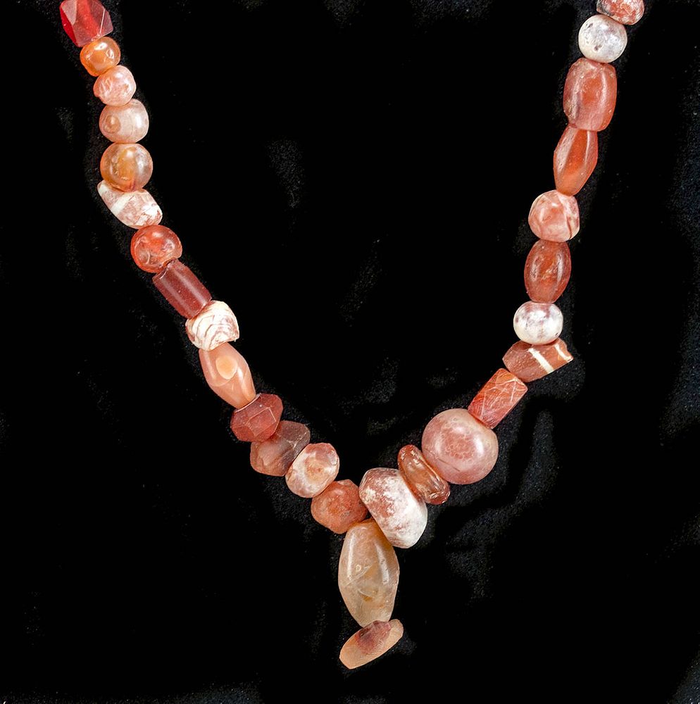 Appraisal: Framed Bactrian Carnelian Bead Necklace Originally Listed At Central Asia