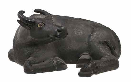 Appraisal: A Large Chinese Porcelain Model of a Buffalo having black