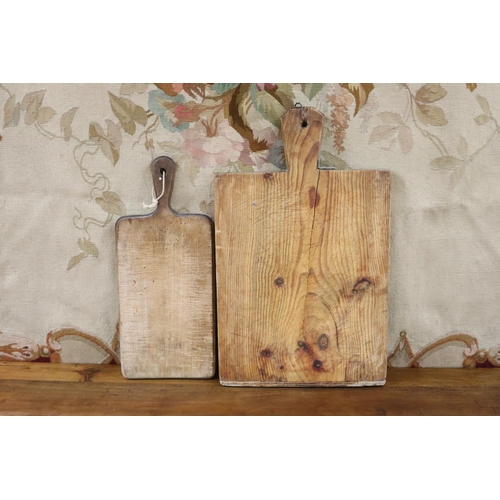 Appraisal: Two old French wooden chopping blocks approx cm including handle