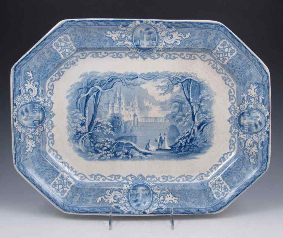 Appraisal: STAFFORDSHIRE ''PANAMA'' BLUE TRANSFERWARE PLATTER Ca - Edward Challinor Co