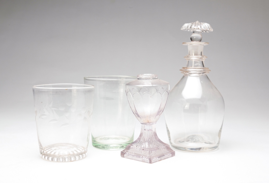 Appraisal: FOUR PIECES OF AMERICAN GLASSWARE First half th century Two