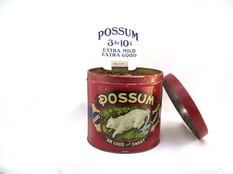 Appraisal: Possum Cigars Advertising Tin Advertising Tin with original cigars and