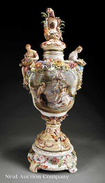 Appraisal: A Monumental Dresden Porcelain Urn late th early th c