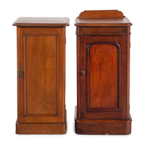 Appraisal: Two English Mahogany Bedside Cabinets th Century Height of taller