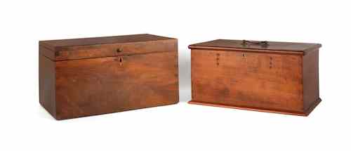 Appraisal: Pennsylvania walnut lock box th c h w together with