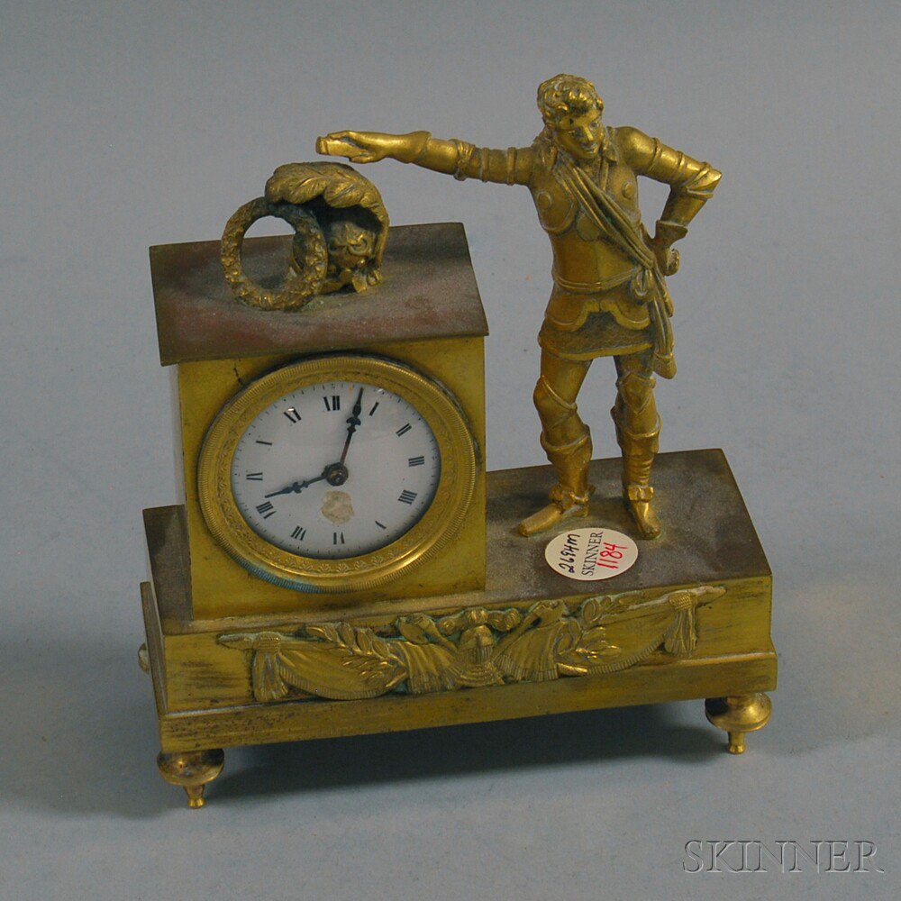 Appraisal: Neoclassical-style Ormolu Desk Clock Continental th century ht wd dp