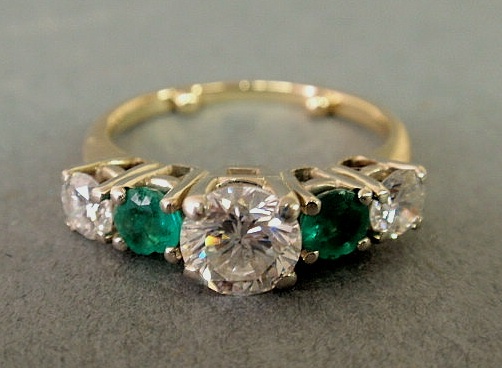 Appraisal: Ladies emerald and diamond ring in a k y g