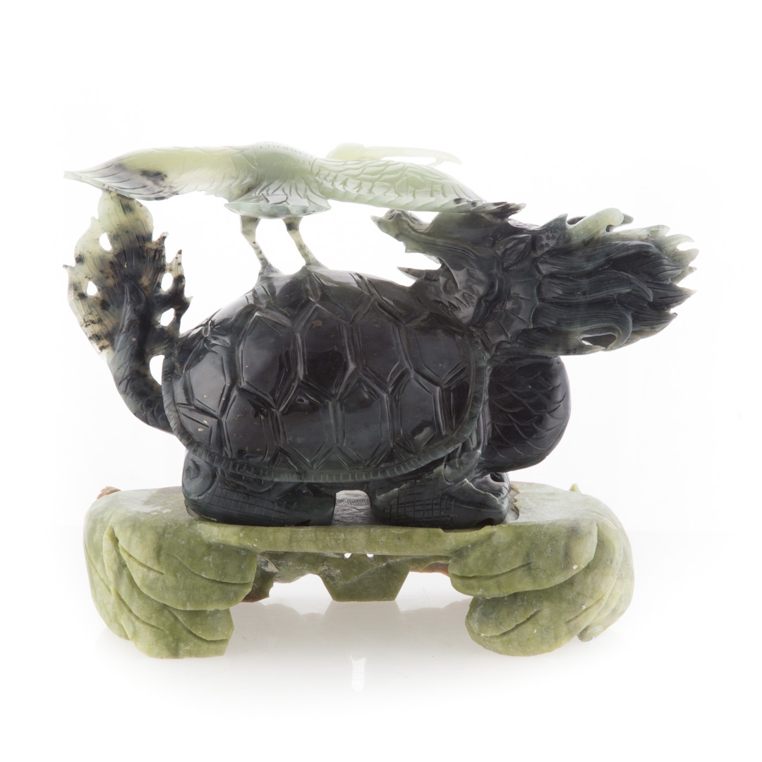 Appraisal: Chinese carved jade dragon and stork group figure - in