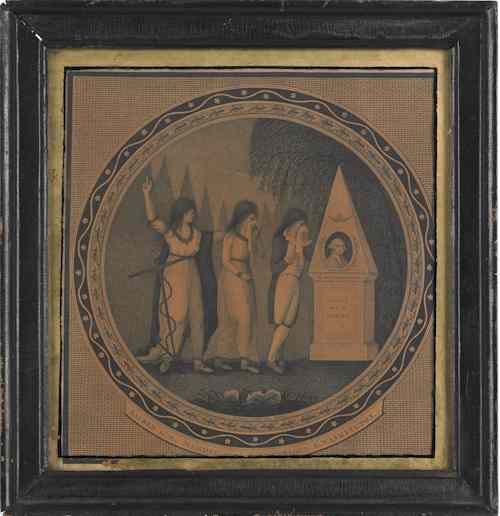 Appraisal: T Clarke engraving of three mourning figures at Washington's tomb