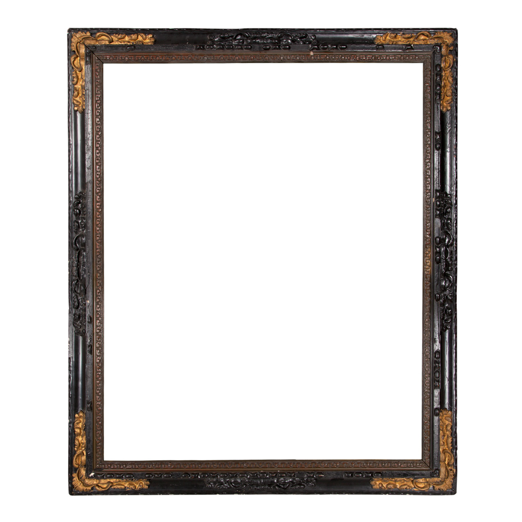 Appraisal: Baroque Style Parcel Gilt and Black Painted Frame With stylized