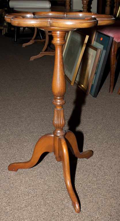 Appraisal: Georgian style shaped top mahogany candle stand Estimate - All