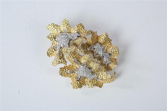 Appraisal: LADY'S BROOCH Marked Italy KT yellow and white gold freeform