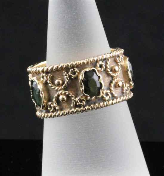 Appraisal: An Elizabeth Gage style ct gold and tourmaline dress ring