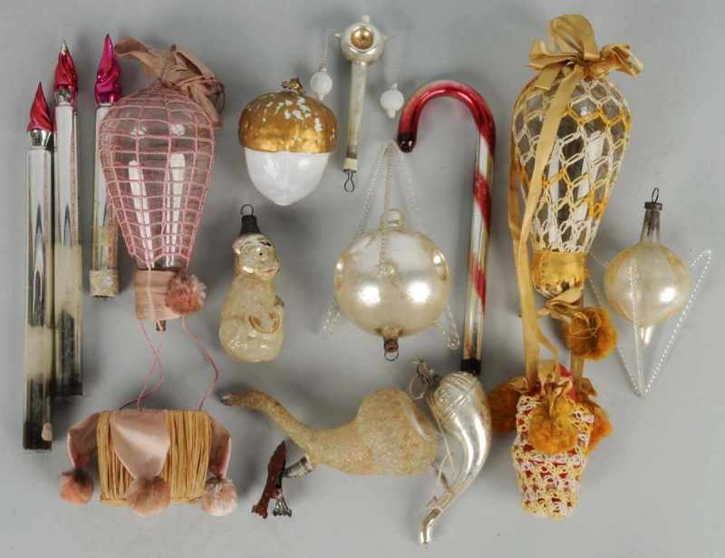 Appraisal: Lot of Glass Christmas Ornaments Description Includes acorn bear chandelier