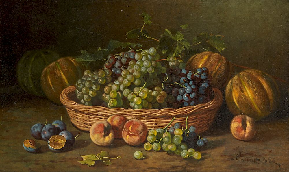 Appraisal: EDWARD CHALMERS LEAVITT American - Still Life with Fruit EDWARD