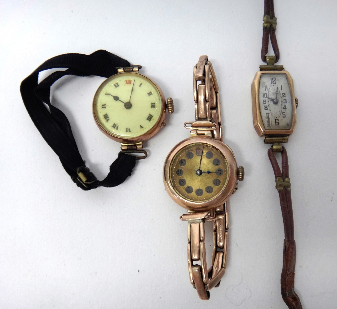 Appraisal: A lady's ct gold circular cased wristwatch Birmingham on a