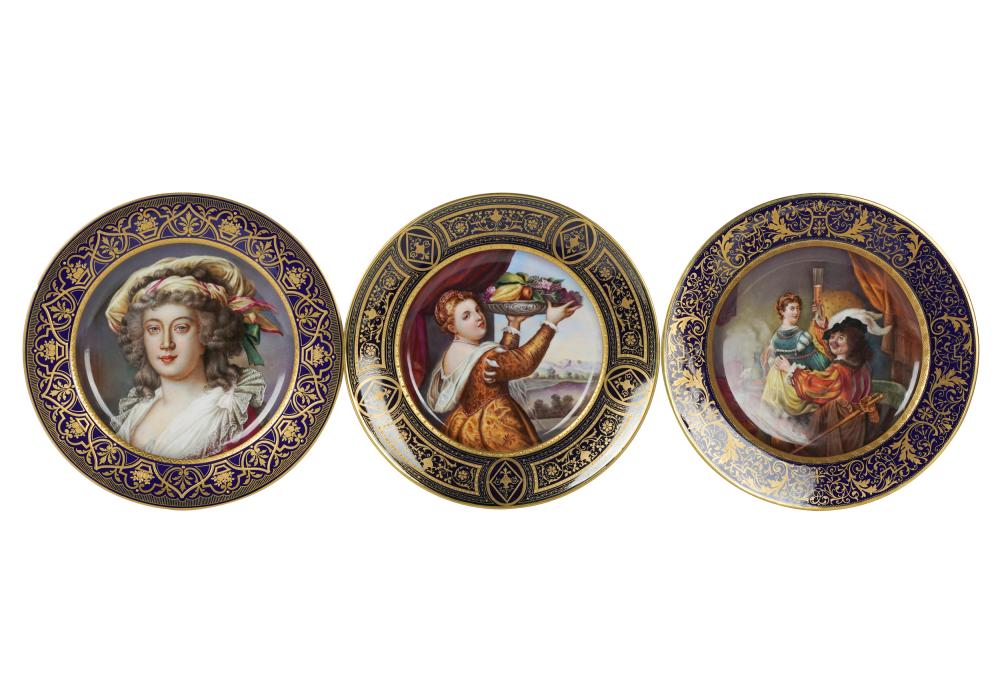 Appraisal: THREE AUSTRIAN PORCELAIN CABINET PLATESeach marked Wahliss Wien Ernst Wahliss